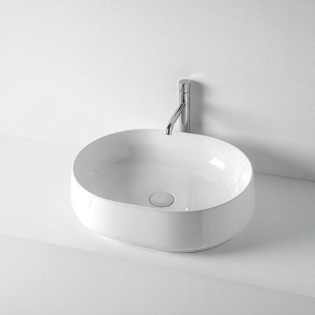 KERASAN F10 Раковина накладная 56х44 см, без отв под смеситель, цвет белый, артикул 460501