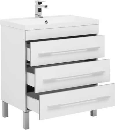 Тумба с раковиной Aquanet Верона 75 белый (напольная 3 ящика), артикул 00287671