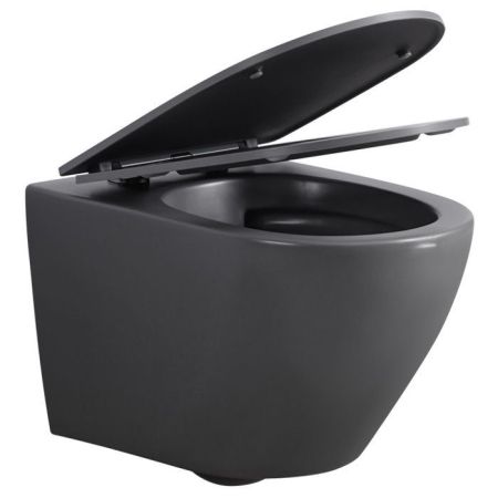 Унитаз ABBER BEQUEM AC1101MG подвесной серый матовый, безободковый, артикул AC1101MG