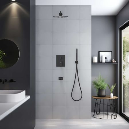 Set 4 в 1 душевой комплект AQUATEK, матовый черный AQ1273MB ОБЕРОН, артикул AQ1273MB