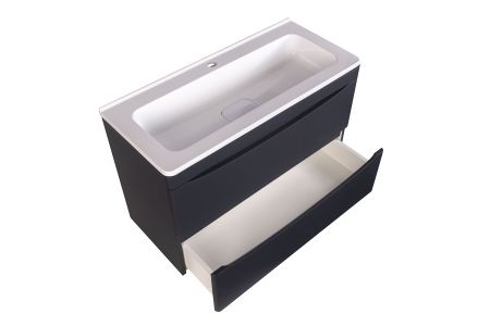 Тумба подвесная "Бергамо мини 90" (2 ящ.) Люкс антискрейтч черный, PLUS, артикул СС-00002366