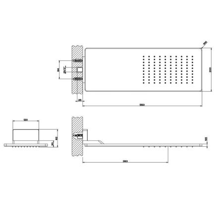 GESSI Верхний душ 550х200 мм., для настенного крепления, цвет Steel Brushed, артикул 33095#239