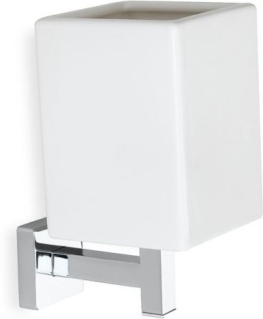 Stil Haus Urania, настенный керамический стакан, цвет никель сатин - белая керамика, артикул U10(36-BI)