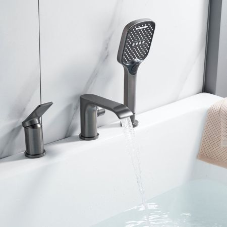 Смеситель на борт ванны Shevanik S4112T, оружейная сталь