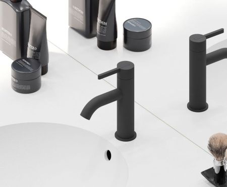 AQG Urban, однорычажный смеситель для раковины без донного клапана, цвет черный матовый, артикул 01URB100NG