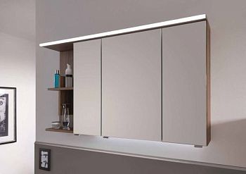 Puris Purefaction, зеркальный шкаф (3 двери) с LED подсветкой 1200 мм левый, цвет дуб чарлстон