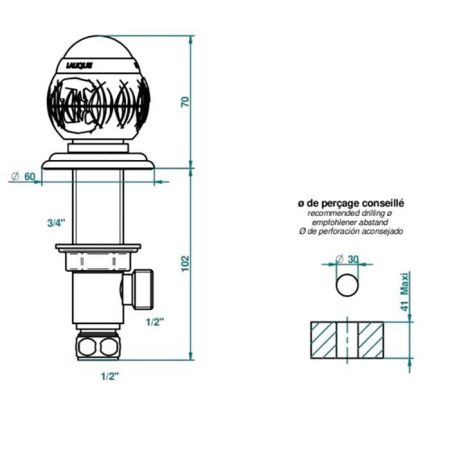 THG PANTHERE CRISTAL NOIR Вентиль смесителя для раковины, цвет хром