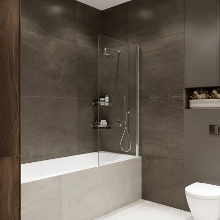 Шторка на ванну распашная Terminus Ното 150х70, хром, артикул 2CW150х70C