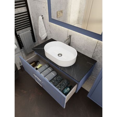 Тумба под раковину подвесная La Fenice Cubo FNC-01-CUB-BG-100, синяя, артикул FNC-01-CUB-BG-100