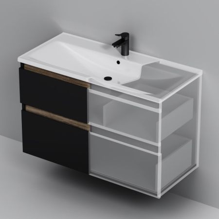 M85AFHX1002BM X-Joy, База под раковину, подвесная, 100 см, 2 ящика, черный матовый, артикул M85AFHX1002BM