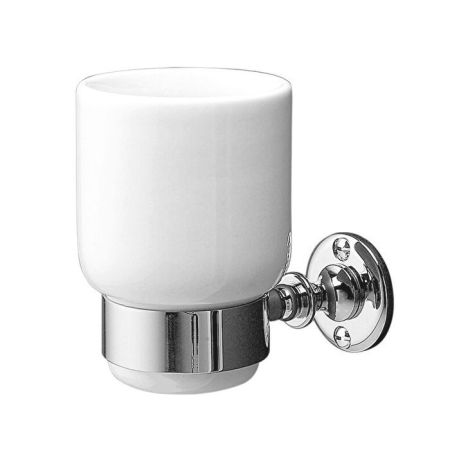 Devon First Class Стакан подвесной керамический белый с держателем,хром, артикул DD33070CR