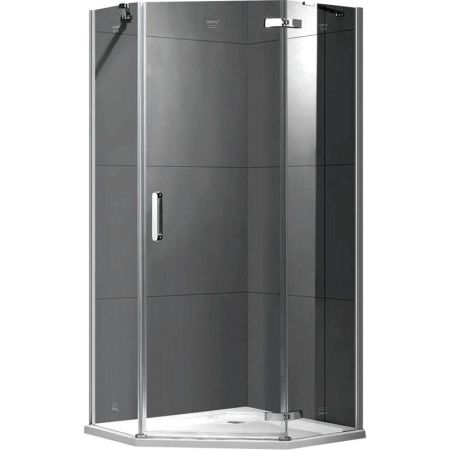 Душевой уголок Gemy Fall Tea 90х90 пятиугольный профиль Хром стекло прозрачное, артикул S29115