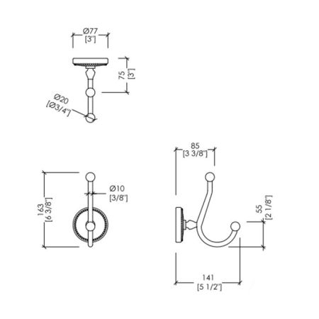 Devon DOROTHY вешалка-крючок настенный, держатель цвет: состаренная бронза/белый, артикул DOR413BR