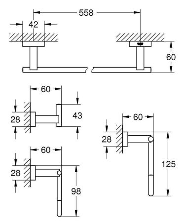Набор аксессуаров GROHE Essentials Cube (4 предмета), хром (40778001), артикул 40778001