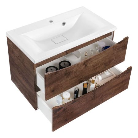 База под раковину Mia 800 подвесная, 2 выкатных ящика soft close, R.Wood, артикул VMC-2MA800RW