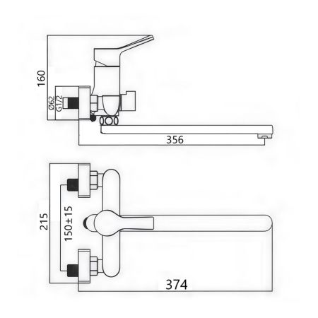 Смеситель для ванны Maretti Elena EA32RP163-D, хром