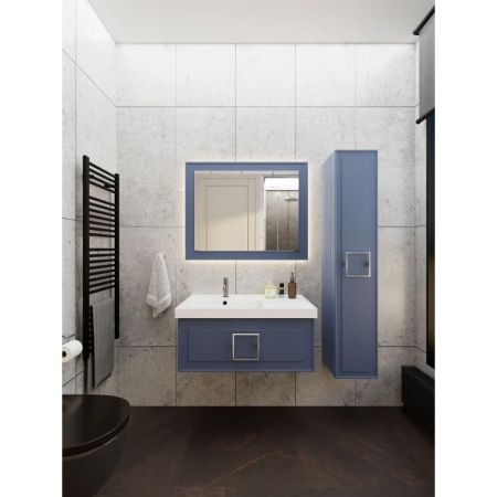 Зеркало с подсветкой La Fenice Cubo Blue Grigio 100х80, синее, артикул FNC-02-CUB-BG-100-80