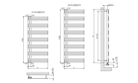 Cordivari Celine, полотенцесушитель водяной 500/1163, цвет хром, артикул 3551730130101