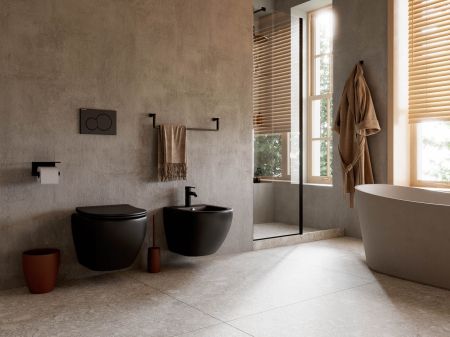 Подвесное биде Metropol, 1 отверстие под смеситель, с крепежом, черный матовый, артикул CN4003MB