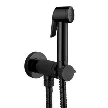 Гигиенический душ, Bossini, Paloma Flat, шланг-есть, длина шланга, мм-1250, держатель-есть, цвет-черный матовый, с прогрессивным смесителем, артикул E37015B.073