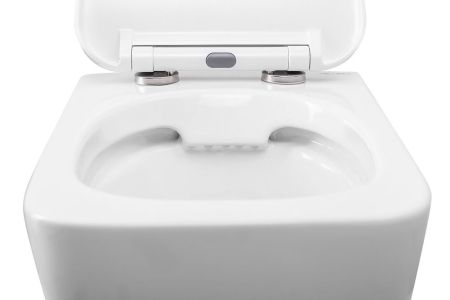MAXIMA Унитаз подвесной безободковый с сиденьем в комплекте AM010CHR/AM010SC, артикул AM010CHR/AM010SC