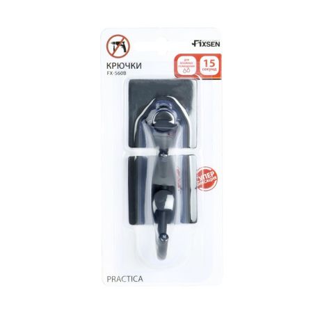 Крючок для ванной FIXSEN PRACTICA FX-560B, 2шт., черный, артикул FX-560B