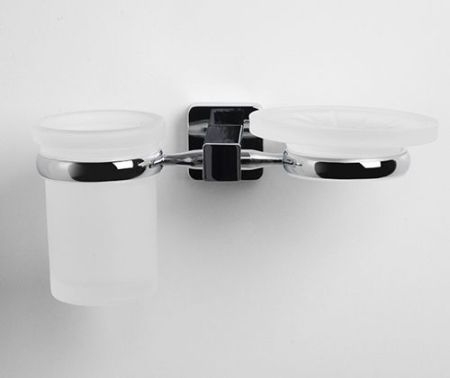 Стакан для зубных щеток с мыльницей WasserKRAFT Lippe K-6526 Хром, артикул K-6526