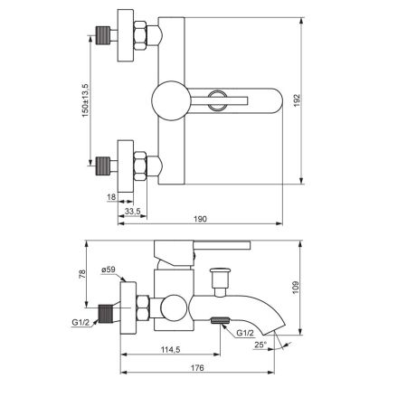361000600 Scandinavian Pure, смеситель для ванной и душа, золото, артикул 361000600