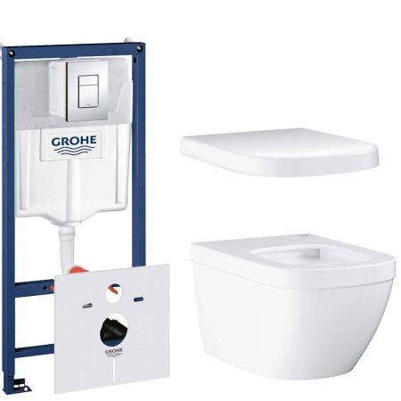 Унитаз подвесной безободковый GROHE Euro Ceramic с сиденьем с микролифтом (NW0011-1)