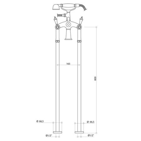 Bongio Capri Смеситель для ванны напольный на опорах, цвет хром, артикул 17528CR00
