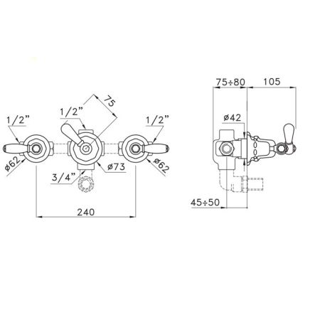 Stella Italica Leve Встраиваемый смеситель для ванны/душа 3254 с переключателем, цвет: хром, артикул IL 01301 CR00