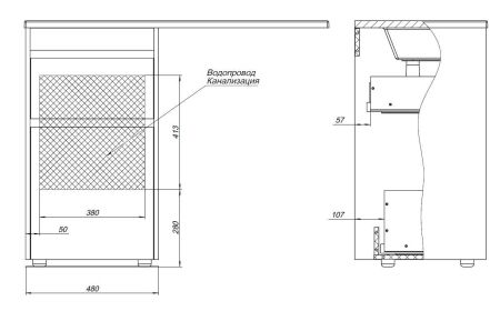 Тумба под раковину Aquanet Токио 48 дуб веллингтон (напольная 2 ящика), артикул 00333647