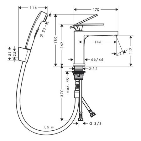 Смеситель для раковины, Hansgrohe, Tecturis E, тип открывания воды-однорычажный, тип регулирования воды-керамический картридж, монтаж-на раковину/столешницу, отверстия для монтажа-1, высота, мм-162, вынос излива, мм-144, тип излива-неподвижный, гигиеничес Смеситель для раковины, Hansgrohe, Tecturis E, тип открывания воды-однорычажный, тип регулирования воды-керамический картридж, монтаж-на раковину/столешницу, отверстия для монтажа-1, высота, мм-162, вынос излива, мм-144, тип излива-неподвижный, гигиеничес