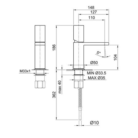Fantini Milano Смеситель для раковины, 1 отв., без донного клапана, излив 110мм, цвет: хром, артикул 31 02 3004WF