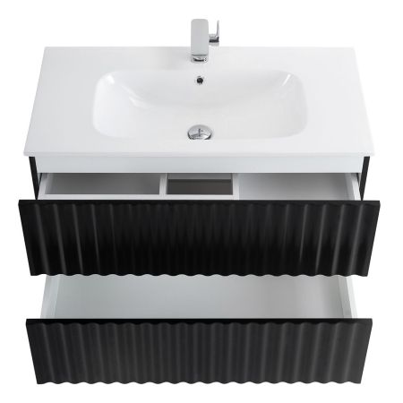 ELEGANT База под раковину подвесная с двумя выкатными ящиками, с LED подсветкой ручек. Чёрный матовый, 870x469x550 AM-ELEGANT-900-2C-SO-NM-LED, артикул AM-ELEGANT-900-2C-SO-NM-LED