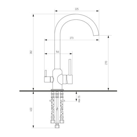 Смеситель для кухни Ulgran U-020, нержавеющая сталь, артикул U-020