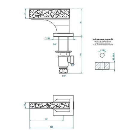 THG GINKGO Вентиль смесителя для раковины, на горячую воду, цвет полированное золото