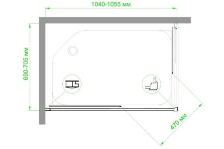 Душевой уголок Royal Bath RB HPD-C 105х70х200 (матовое), артикул RB7105HPD-C