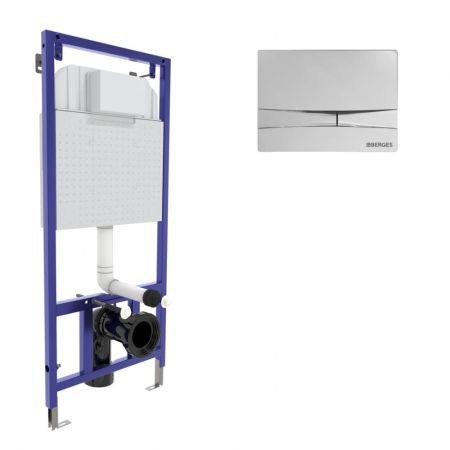 Инсталляция BERGES для скрытого монтажа унитаза NOVUM кнопка F3 хром глянец, артикул 040253