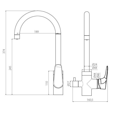 400730000 Merkur, смеситель для кухни с каналом для питьевой воды, хром