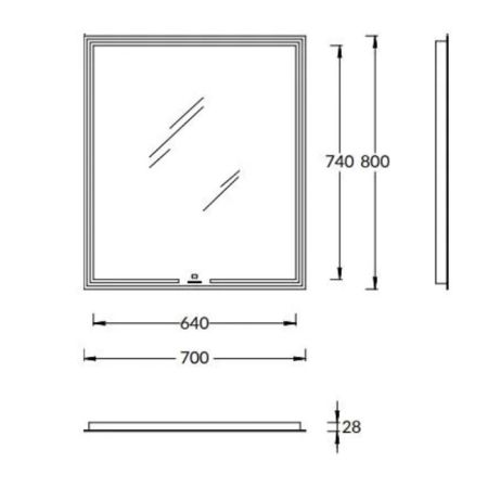 Зеркало MIO прямоугольное с диммером 70, белое, артикул MIO.mi.70\WHT