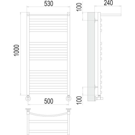 Полотенцесушитель водяной с полкой Terminus Енисей П13 50х100, артикул 4670078529572
