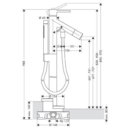 AX Starck Смеситель для ванны , цвет полированное золото, артикул 10456990