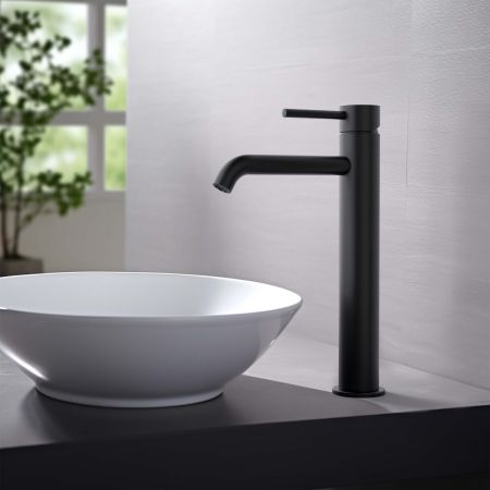 Смеситель для раковины 215, без донного клапана AQUATEK, матовый черный AQ1304MB ЕВРОПА, артикул AQ1304MB