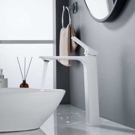 Смеситель для раковины высокий Shevanik S6111C, белый