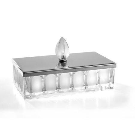 3SC MONTBLANC Коробочка универсальная, 23х12,5хh7см, с крышкой, настольная, цвет: прозрачный хрусталь/хром, артикул MB78ACRSL