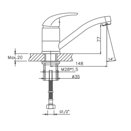 Смеситель для кухни Cron CN4529-2, хром