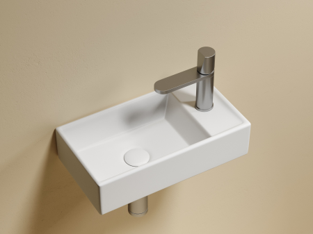 Умывальник подвесной прямоугольный (чаша слева, отверстие под смеситель справа) цвет белый матовый Элемент (Element) 407x217x100, артикул CN6051LMW