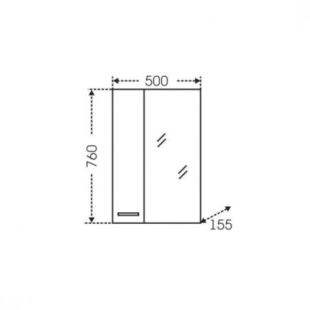 Зеркальный шкаф СаНта Омега 50 с подсветкой, левый, цвет белый 107001, артикул 107001