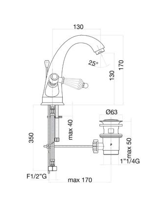 Смеситель для раковины Fiore GIOIELLI (SWAROVSKI®) 08CO0623, хром/золото, артикул 08CO0623